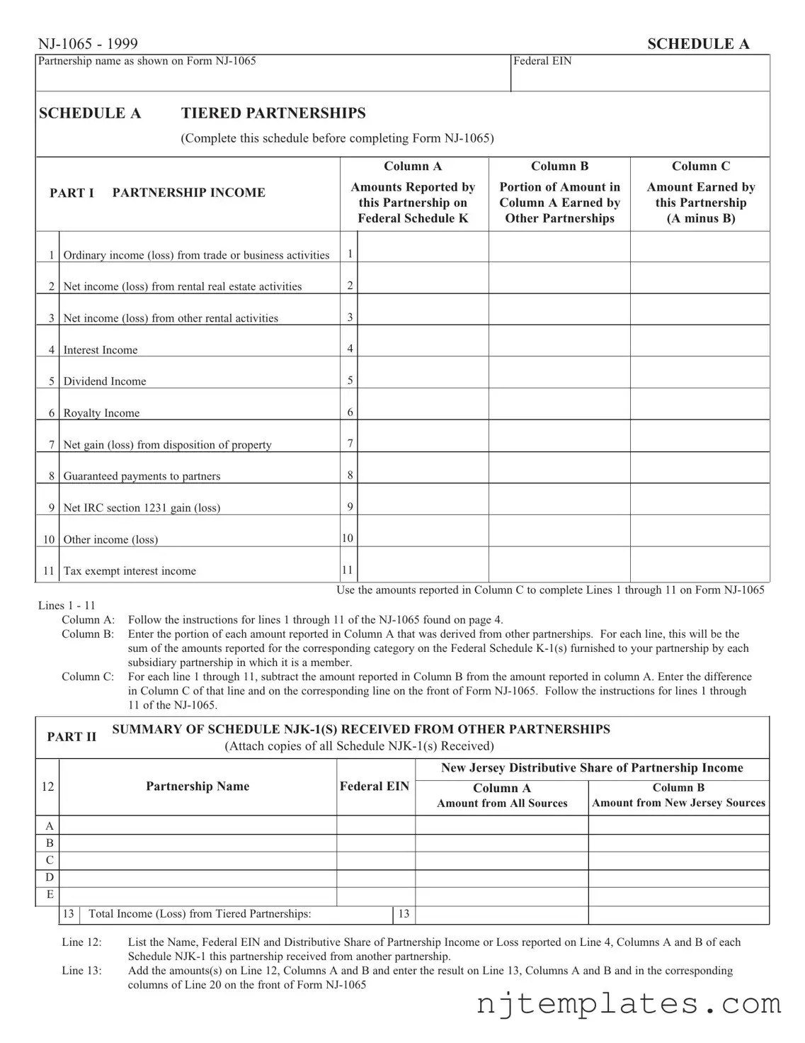 Get Nj 1065 Schedule A Form