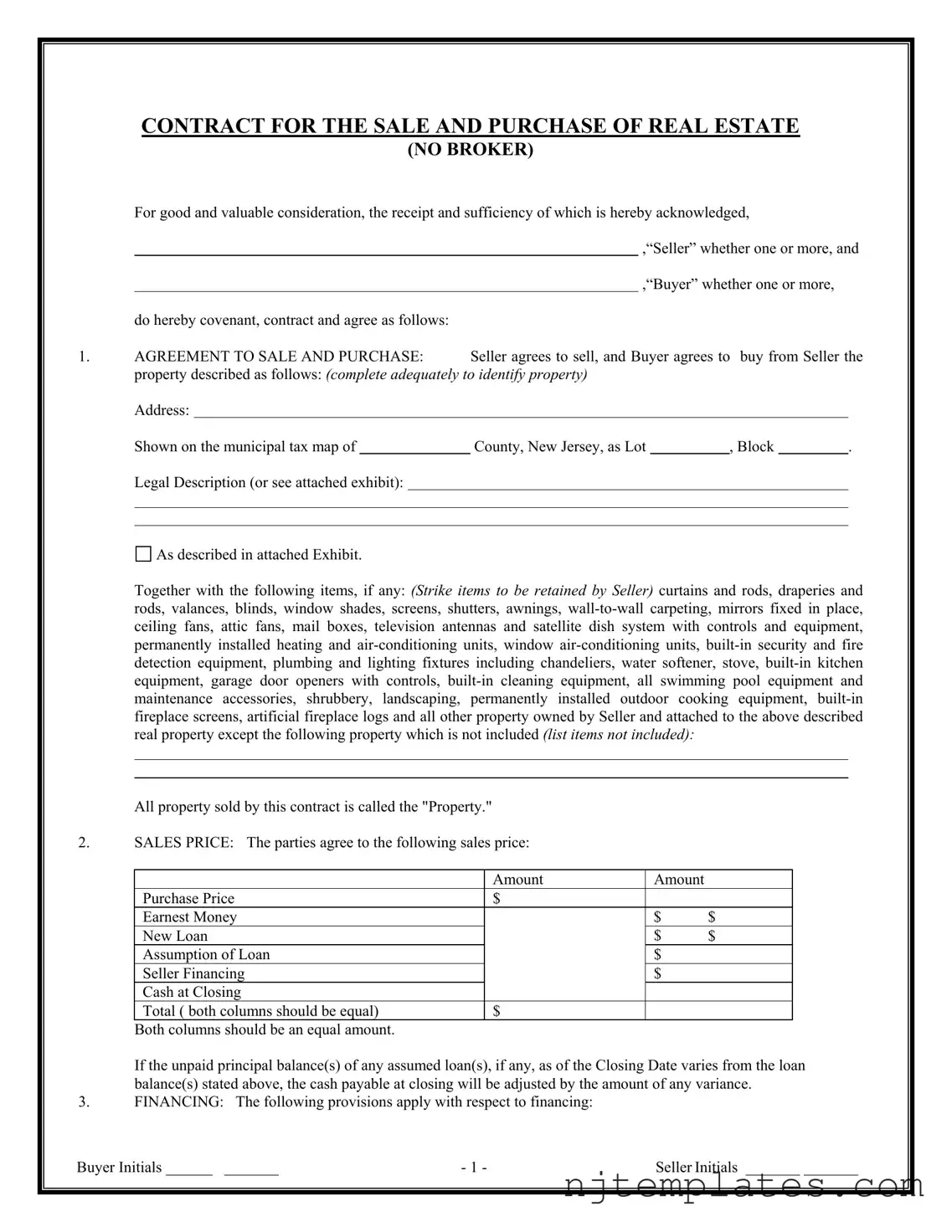Get Nj Contract Sale Form
