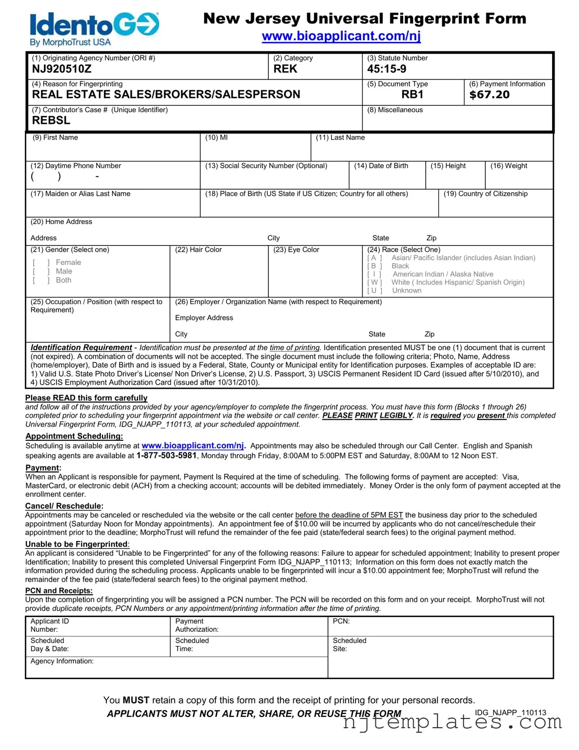 Get Nj Fingerprint Form