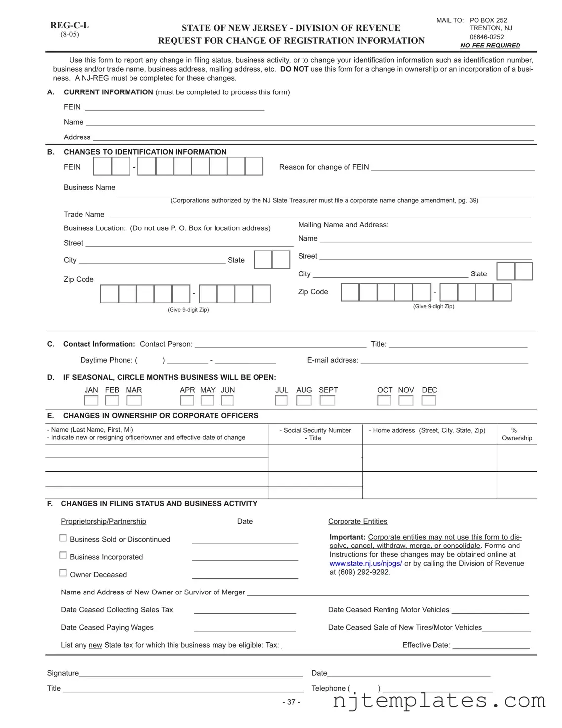 Get Nj Reg C L Form