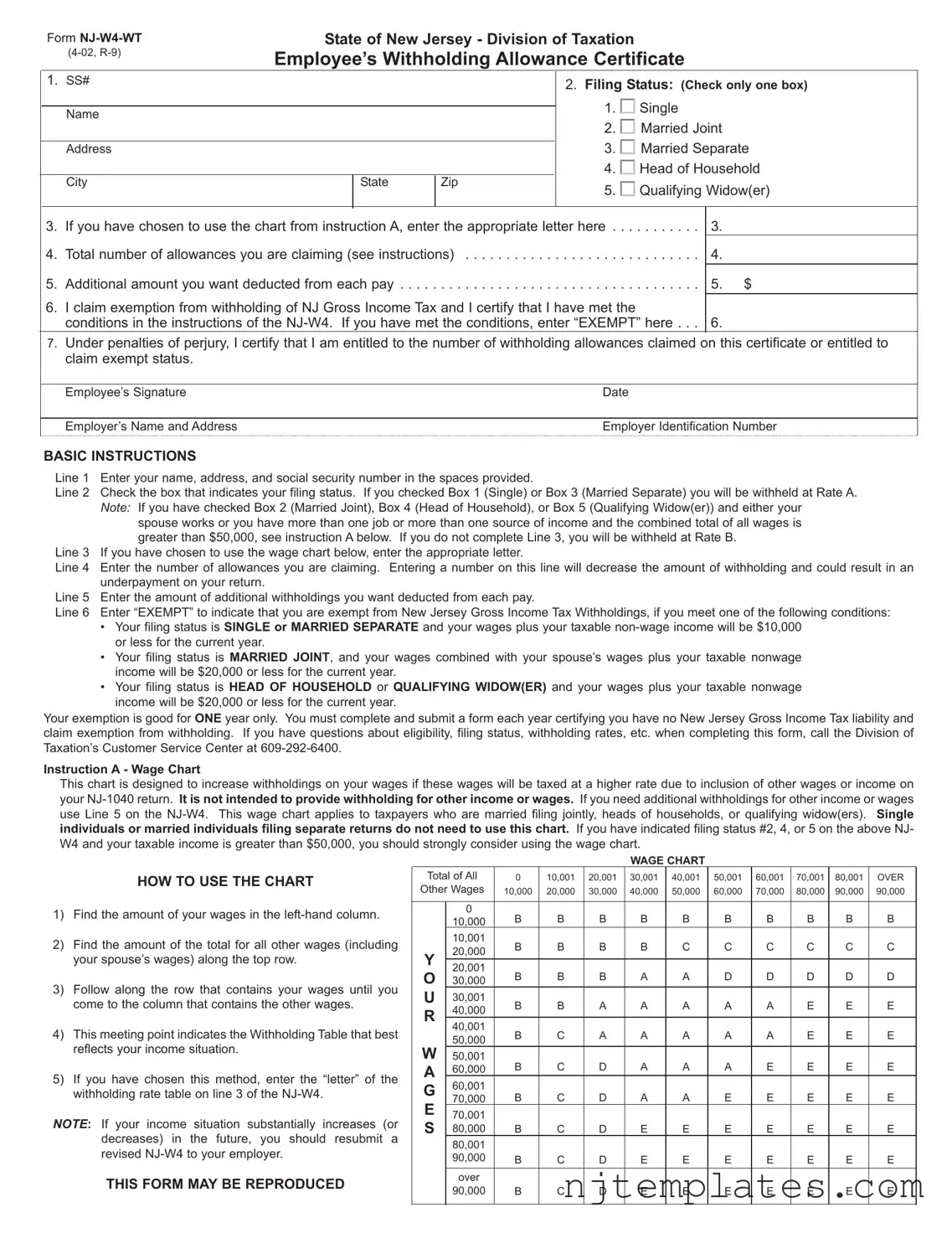 Get Nj W4 Wt Form