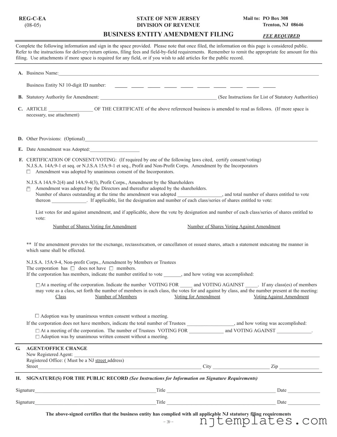 Get Reg C Ea New Jersey Form