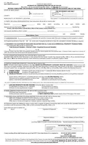 Get New Jersey Affidavit of Consideration RTF-1 Form