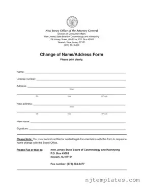 Get New Jersey Change Of Name Address Form
