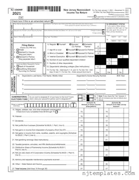 Get Nj 1040Nr Form