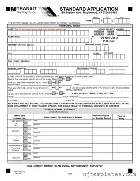 Get Nj Application Employment Form