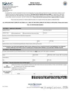 Get Nj Driver License Application Request Form